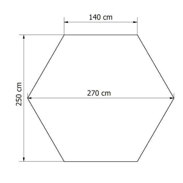 Work tent Blue/White, 270.H5s hexagon, 2.50 x 2.70 x 2.00. Including shoulder bag, peg and rope set.