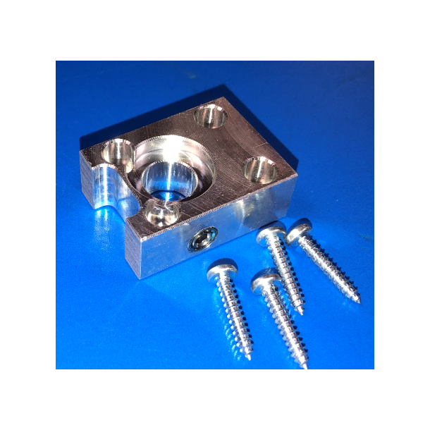 42.010 - Alubase (holder) 40x30x15 mm. med pinolskrue og 4 stk. montageskruer
