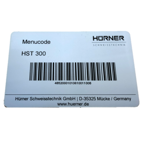 HST300 2,0 Menucode - Card with barcode for accessing advanced menus