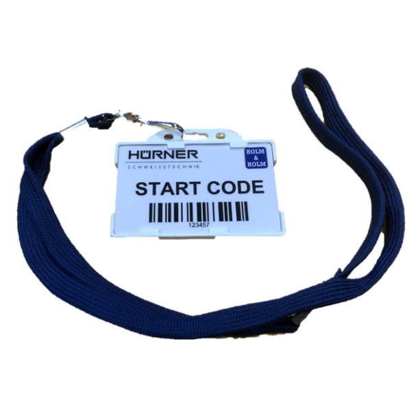 Kort til fjernbetjening (Start kode) med holder og keyhanger.