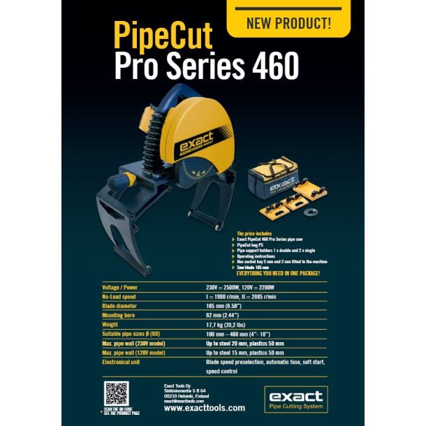 Exact  PipeCut 460 Pro 230V/2500W rrskrer system 100-460 mm.