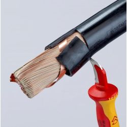 Kabelkappekniv Hook Rd, med styrense og sikkerhedskappe Knipex 9855