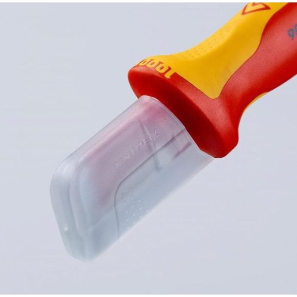 Pipe Jacket knife Hook Red, with guide nose and safety cap Knipex 9855