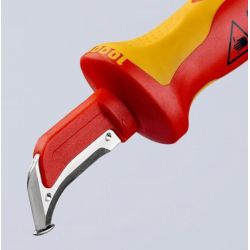 Kabelkappekniv Hook Rd, med styrense og sikkerhedskappe Knipex 9855