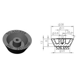 25x38 mm. konisk plug with mounting hole.