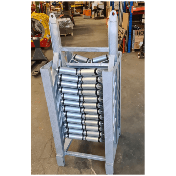  Rack for up to 24 rollers type HHRB 710, galvanized steel. Dimensions 70 x 67 x 162 cm.