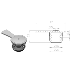 Udluftningsprop, Type 1, �26 med �3 hul i top og side 1PK=1750STK