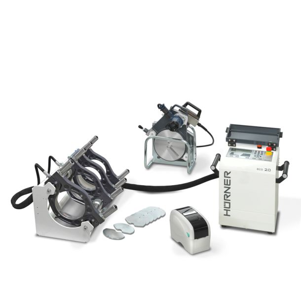 Stuksvejsemaskine, Hrner 160mm, CNC ECO+ 2.0 inkl. Hvl, spejl,trykkarakteristik og reduktioner i aluminium (40 50 63 75 90 110 125 140).