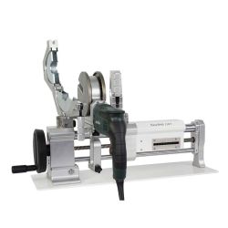 Hrner EasyWeld 110 T, 110 mm Fjedermaskine inkl. reduktioner.  Hvl med elmotor.  Komplet set med bordstander og metalkasse (T-stykker op til 90mm) SN:_