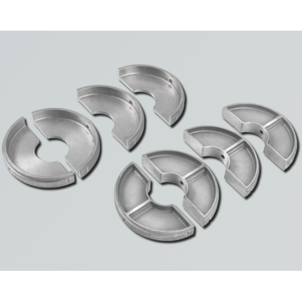 140 mm. reduktioner  (8 halvparter i aluminium) til  stuksvejsemaskine Hrner 250mm,.