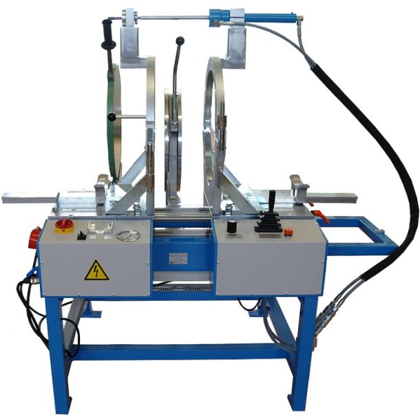 WIDOS 4002, Komplet maskine med  planh�vl, svejsespejl, st�l underbord, smalle hovedsp�ndebakker i st�l, Reduktioner og r�rst�tter 90-110-125-140-160-180-200-225-250-280-315 mm.  Trykkarakteristik.