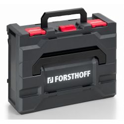 Transportkuffert Forsthoff Meta Box med lftehndtag bde i front og top  Udvendige ml 450x350x150 mm. Udtageligt stbt indlg, med ruminddeling for varmluftsvejser, dyser og vrktj