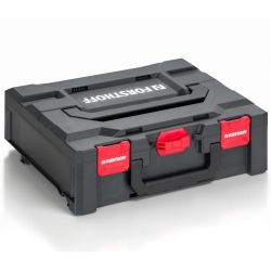 Transportkuffert Forsthoff Meta Box med lftehndtag bde i front og top  Udvendige ml 450x350x150 mm. Udtageligt stbt indlg, med ruminddeling for varmluftsvejser, dyser og vrktj