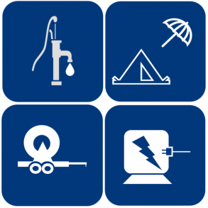 <b>Arbejdsplads med telte, pumper, trailere og generatorer</b>