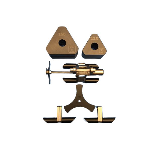 Internal debeader set 125-160mm. Cutter head + supports. (rods not included) Stainless steel