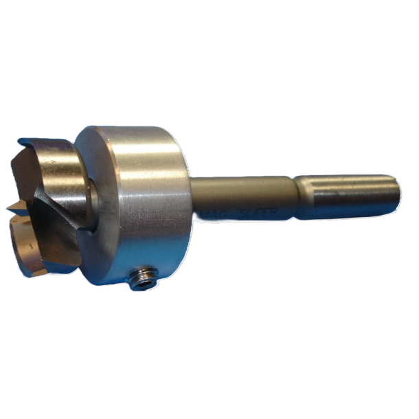 24 mm. bor  HSS. Med centrumspids og sidesk�r og dybdestop. Skaft diameter 10 mm.