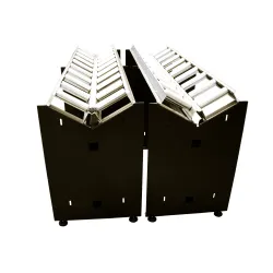 V-shaped roller conveyor to BSM 450, dismountable version without drive, length 2m width 580 mm, height 870 mm Shipped as a kit for self assembly