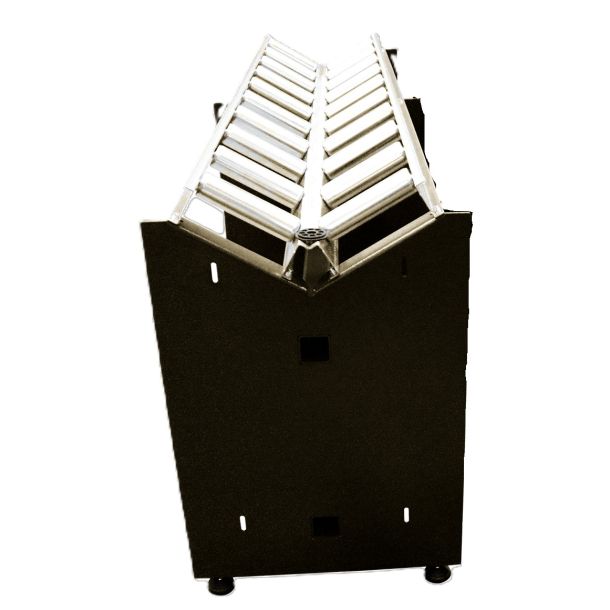 V-shaped roller conveyor to BSM 450, dismountable version without drive, length 2m width 580 mm, height 870 mm Shipped as a kit for self assembly