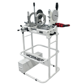 Stuksvejsemaskine, H�rner, HWT 160M+ (TRYKR�R) 160mm, Fjedermaskine inkl. st�l reduktioner �32, 40, 50, 63, 75, 90, 110, 125, 140 mm).  Komplet set med stativ, og kasse for reduktioner     SN:_
