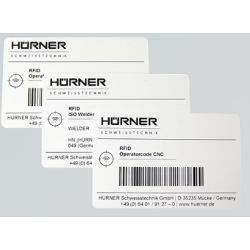 ISO Svejsekode/RFID kort med stregkode og RFID programmeret med deres data.  (ISO Welder Code)