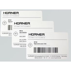 ISO Svejsekode/RFID kort med stregkode og RFID programmeret med deres data.  (ISO Welder Code)