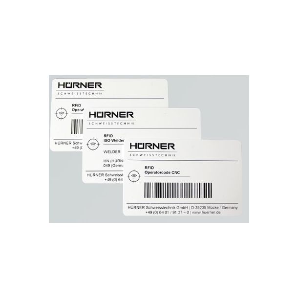 ISO Svejsekode/RFID kort med stregkode og RFID programmeret med deres data.  (ISO Welder Code)