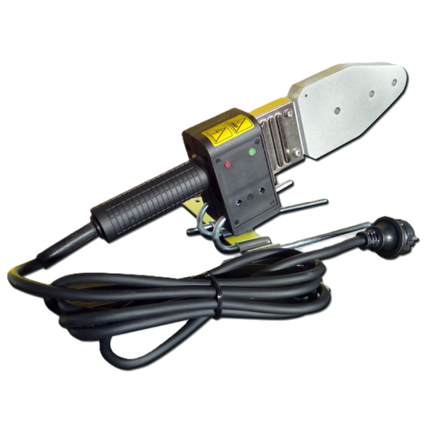 Polywelder supplied in cardboard box with support and clamp for ground and bench. Welding capacity: � 16 - � 63 mm.