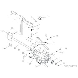 Rotationsskraber, Omisa SCR/400 fra 180 til 400 mm. Fjederkompenseret og vendbare skr. Leveres i plast kuffert.